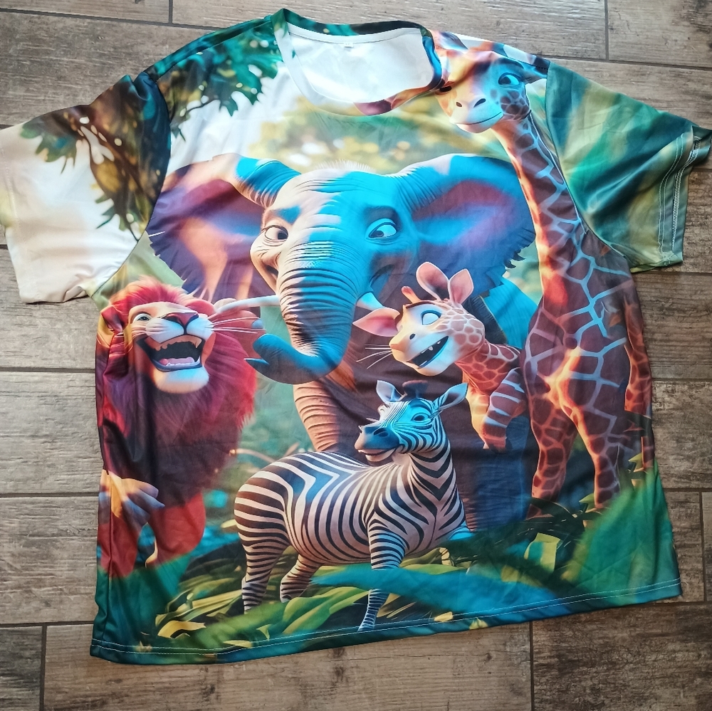 Men's Safari Animal Print Shirt, Size 6x